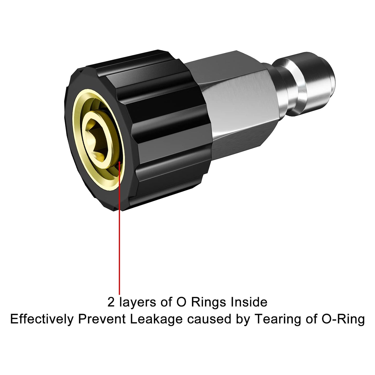 POHIR Pressure Washer Quick Connect Adapter, M22-14MM Brass Thread Adapter to 3/8 QC Plug, Female to Male Pressure Washer Fitting, Metric M22 14mm Female Thread to M22 14mm Male Fitting, 5000 PSI