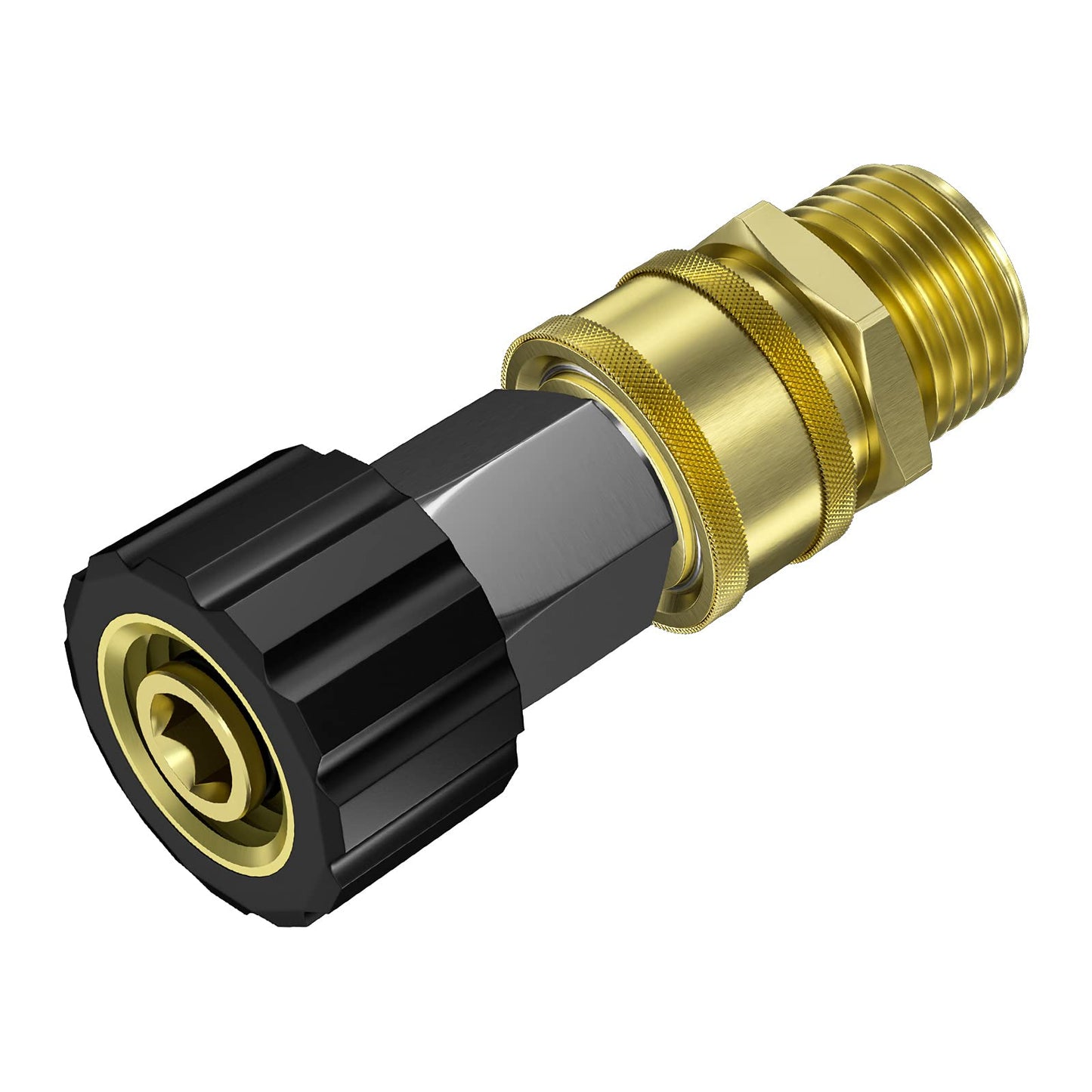 POHIR Pressure Washer Quick Connect Adapter, M22-14MM Brass Thread Adapter to 3/8 QC Plug, Female to Male Pressure Washer Fitting, Metric M22 14mm Female Thread to M22 14mm Male Fitting, 5000 PSI