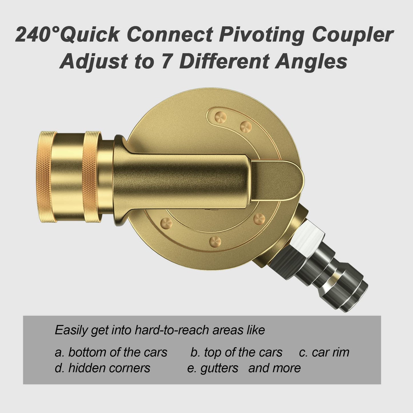 POHIR Pressure Washer Pivoting Coupler, 240° Pressure Angle Adapter with 7 Angles, Includes a 4500 psi Pivot Coupler