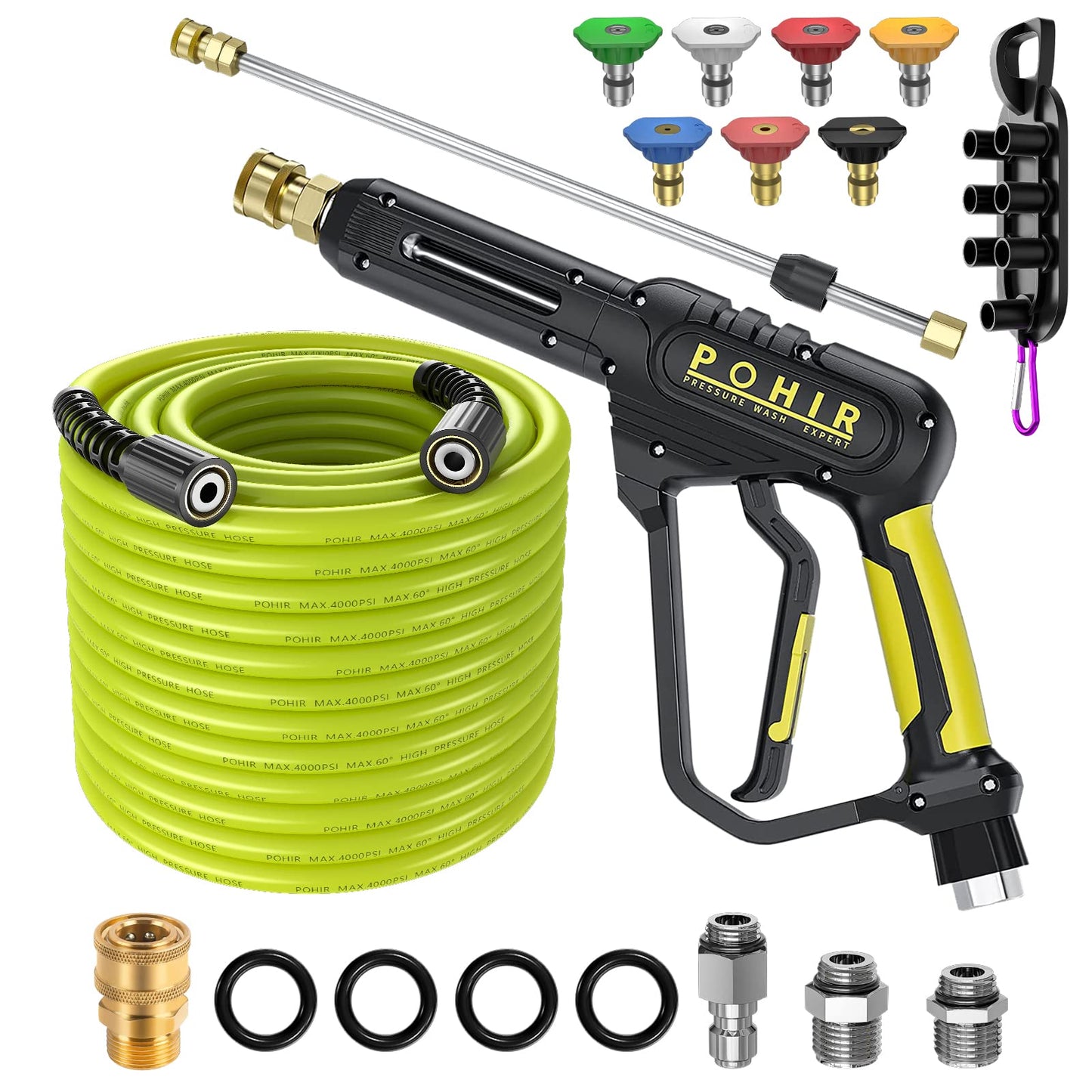 POHIR 3600PSI Pressure Washer Gun and 50FT Green Hose Kit