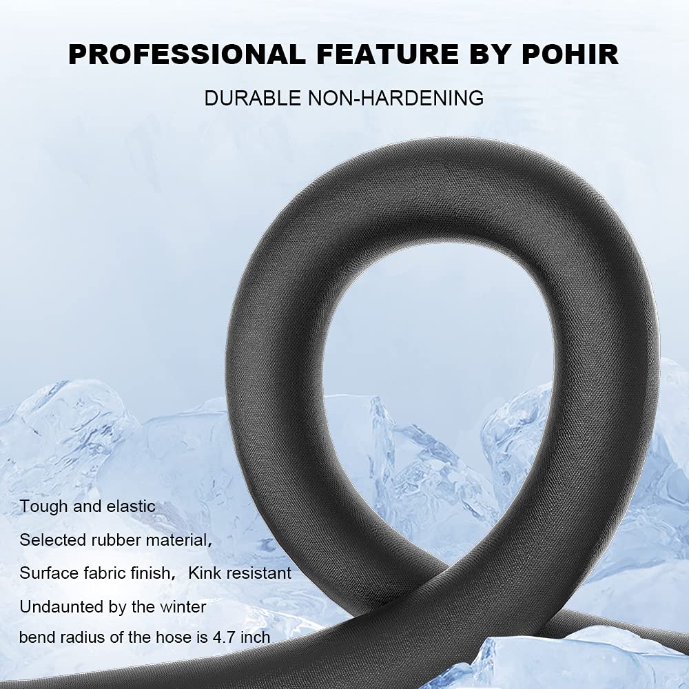 POHIR Pressure Washer Hose with 3/8 Inch Quick Connect, Kink Resistant High Tensile Wire Braided,with 2 pcs M22 14mm Adapter Set, 4200 PSI Power Washer Hose