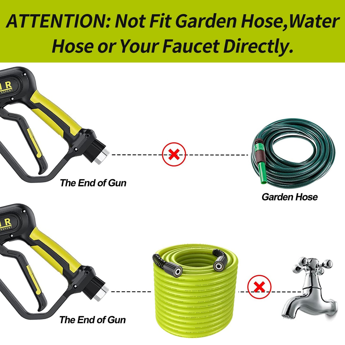 POHIR 3600PSI Pressure Washer Gun and 50FT Green Hose Kit