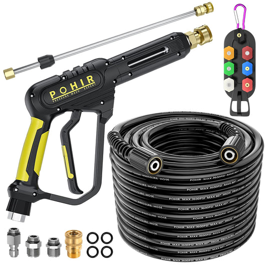 POHIR 3600PSI Pressure Washer Gun and 50FT Black Hose Kit